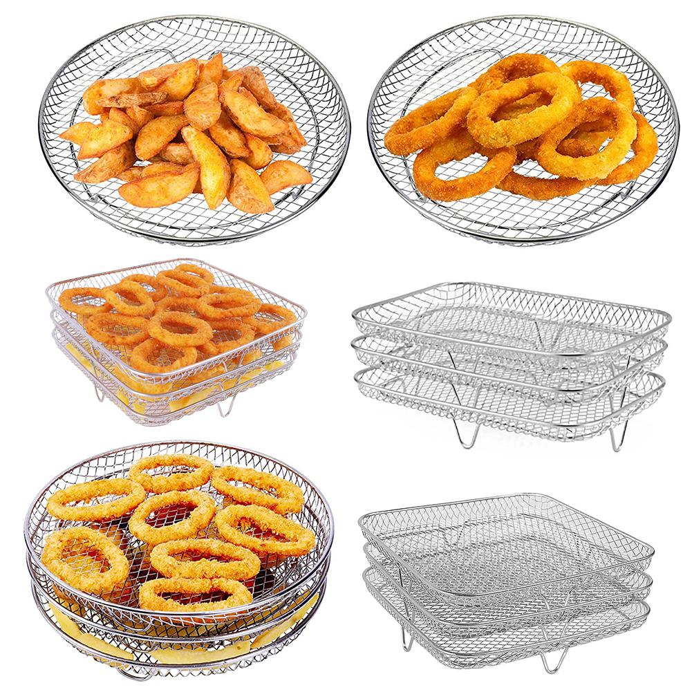 Air Fryer Three Stackable Dehydrator Racks 304 Stainless Steel Air Fryer Basket Tray Air Fryer Accessories with Most Air Fryer