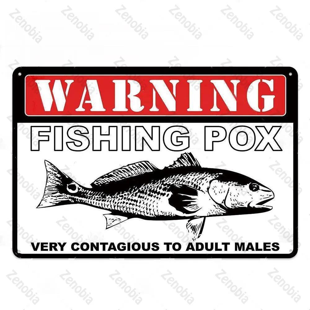 Fishing Decor Vintage Tin Sign Retro Metal Sign Wall Decor for Lake House Cabin Fishing Gift Metal Plate