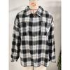 Spring and Autumn Jacket Women's Blouse Plus Size Lapel Long Sleeve Pocket Button Plaid Shirt