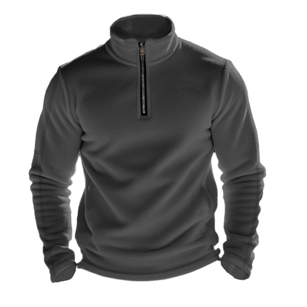 American Style Men Heavyweight Polar Fleece Outdoor Long Sleeve Stand Collar Zip Bottoming Sweatshirt