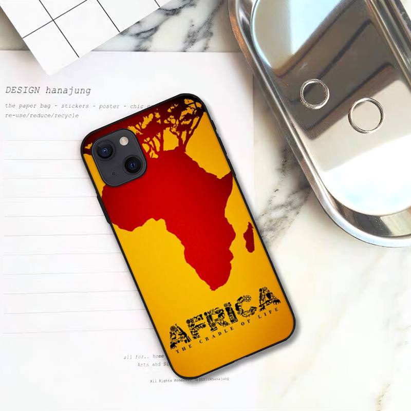 Africa Map Geogra Phone Case For iPhone 11 12 Mini 13 14 15 Pro XS Max X Plus SE XR Shell