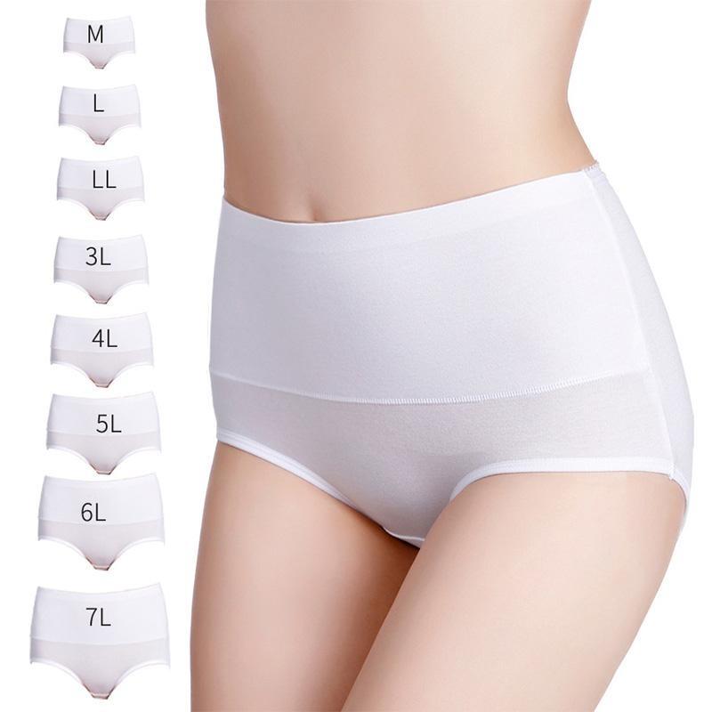 Frauen Plus Größe Einfarbig M-7XL Slips Unterwäsche Hohe Taille Höschen Baumwolle Unterhose Dessous