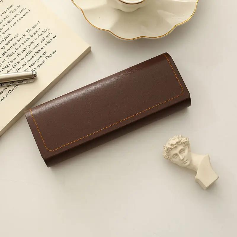 

Ретро простой и легкий чехол для очков из ПУ кожи, портативный, противоударный, с защитой от давления, чехол для солнцезащитных очков для мужчин и женщин