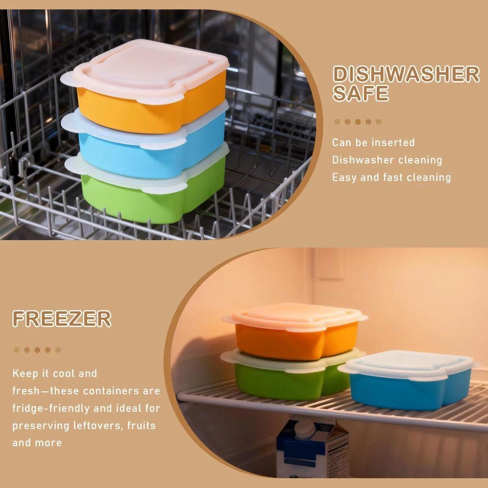 Airtight Silicone Sandwich Box With Lid Prep Keeper Dishwasher Safe Food Container Snacks