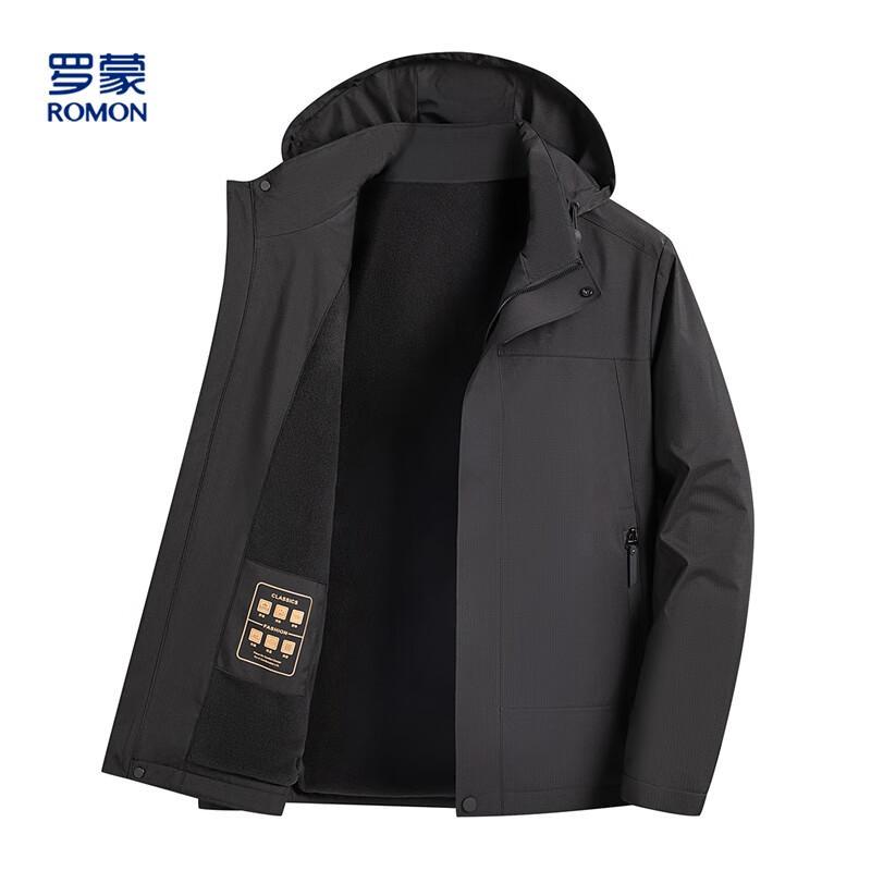 Romon Men's Detachable Hooded Fleece-lined Jacket