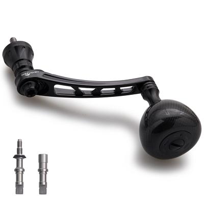 HEIGHTEN 65-70mm Adjustable Reel Handle with 36mm Carbon Knob for Shimano and Daiwa Spinning Reels, Carbon Drum Series (Black) (1173)