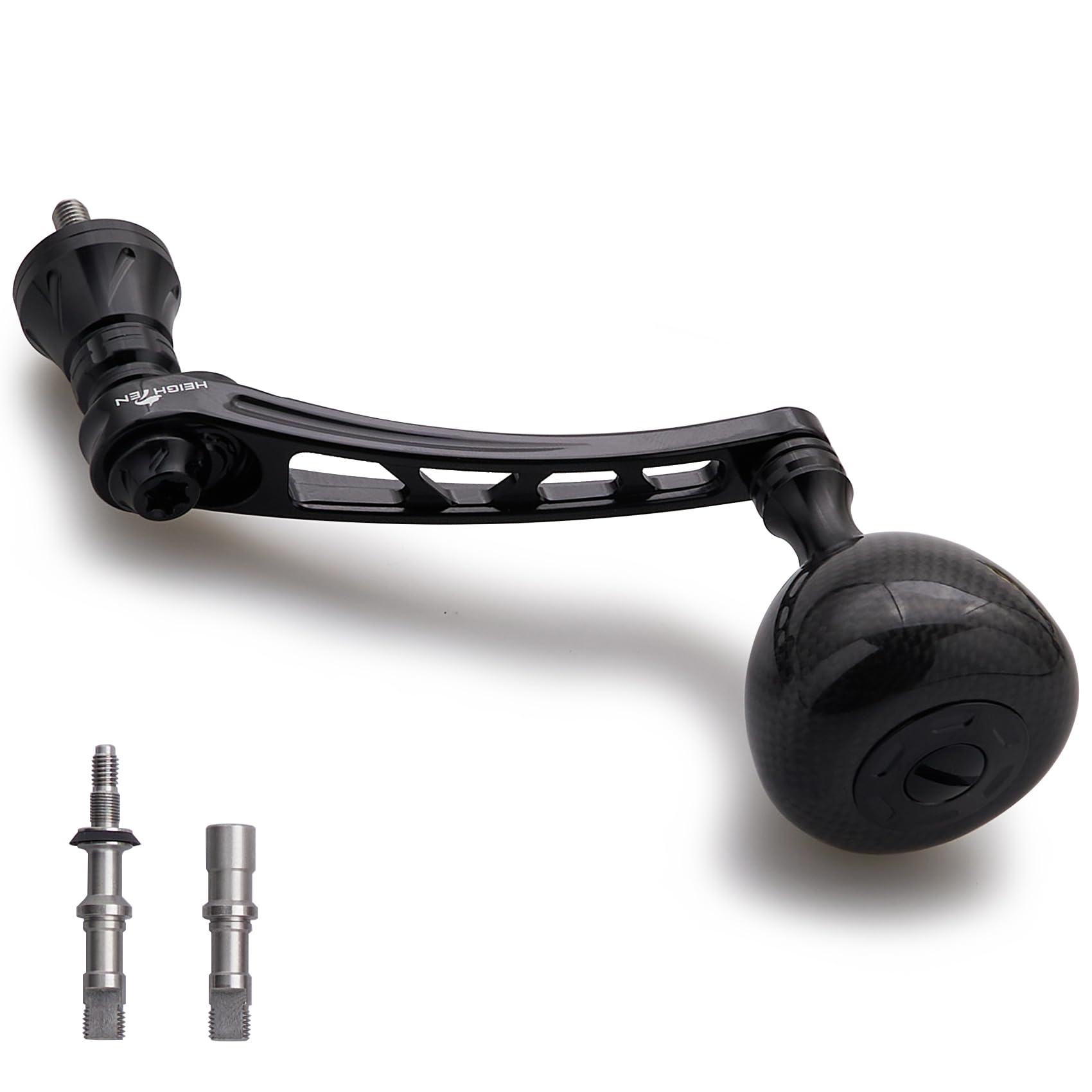 

HEIGHTEN Adjustable Reel Handle with 36mm Carbon Knob for Shimano and Daiwa Spinning Carbon Drum Series 65-70mm Reels, (Black) (1173) чёрный