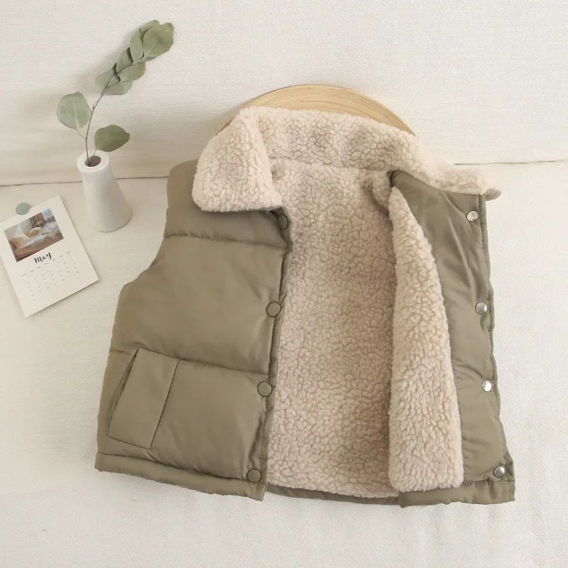 Autumn Winter Boys Girls Sleeveless Hooded Vest Jacket Cartoon Print Coat Kids Warm Vest Outwear Clothes