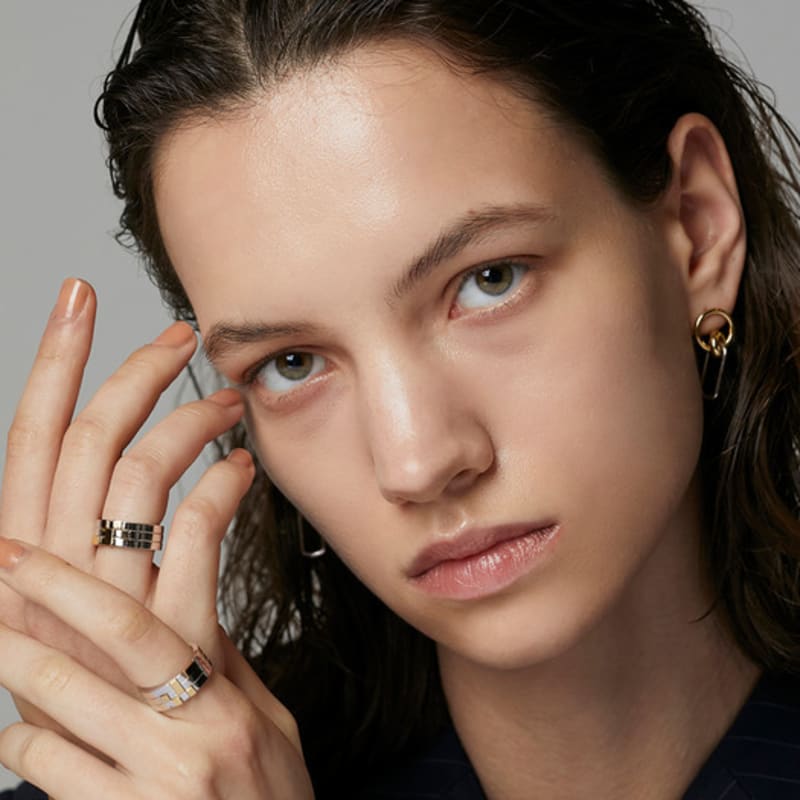 reve [Silver 925] uneven checkerboard ring