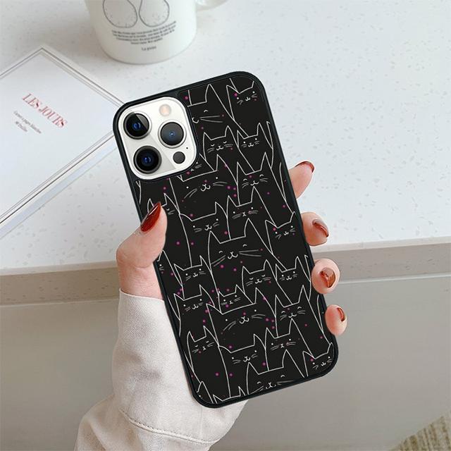 Minimalist Line Cat Phone Case For iPhone 17 Air 14 15 16 13 12 Cover For Apple 14 15 16 Pro Max Plus Coque