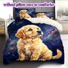 Starry Sky Animals Pattern Bedding Quilt Set Quilt Cover Pillowcase Home Decoration Birthday Gift (1 * Duvet Cover + 2 * Pillowcase, Without Core)