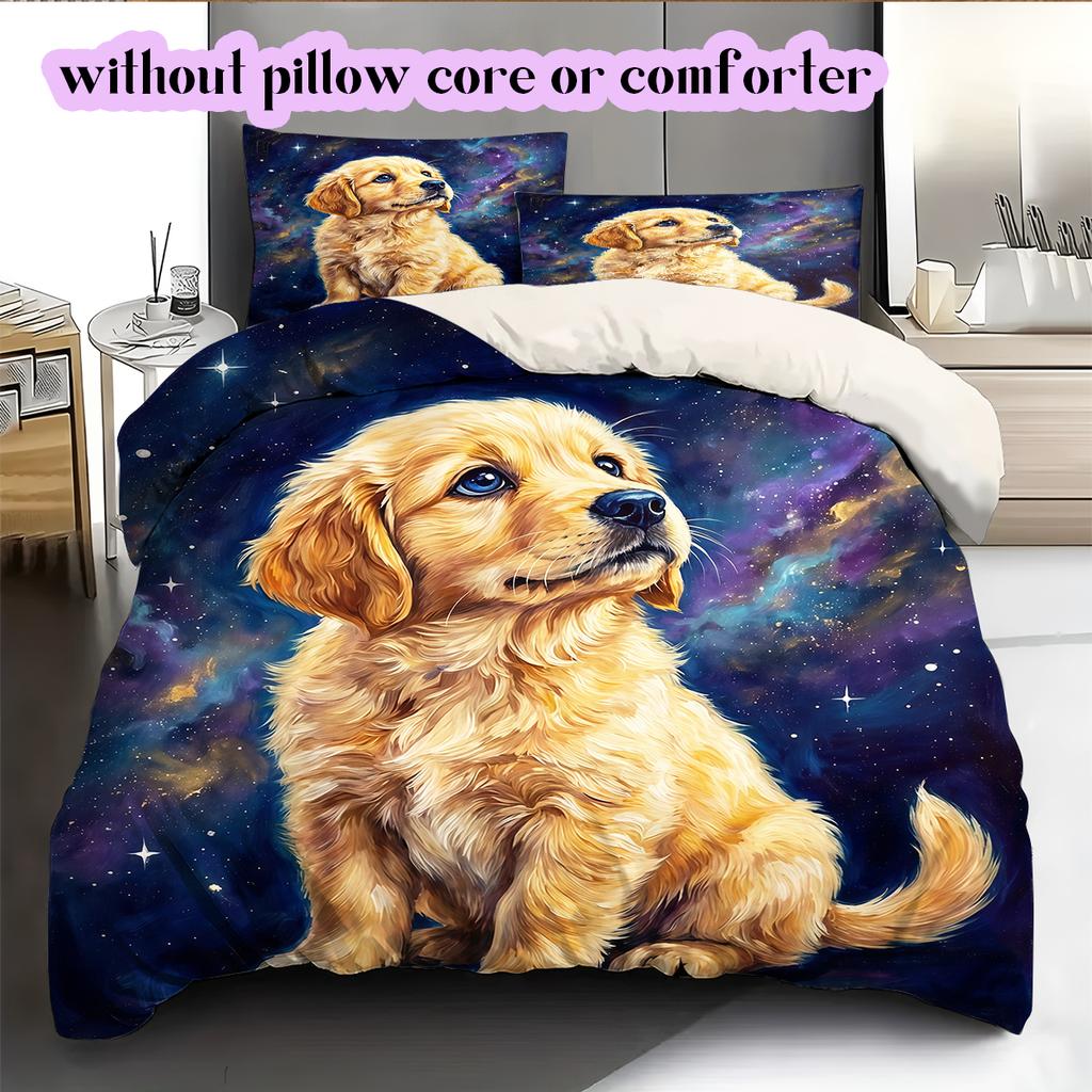 Starry Sky Animals Pattern Bedding Quilt Set Quilt Cover Pillowcase Home Decoration Birthday Gift (1 * Duvet Cover + 2 * Pillowcase, Without Core)