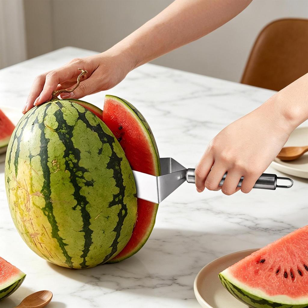 Stainless Steel Watermelon Slicer Non-slip Handle Food-Grade Multifunction Watermelon Slicer Tool for Kitchen Shop Cantaloupe