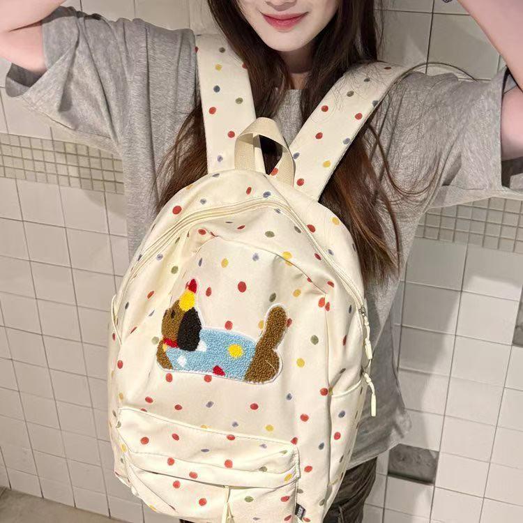 Adorable Ins Cartoon Dog Backpack With Padded Straps And Large Capacity For Teens And Women