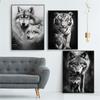 Black and White Cub Prints Modern Wild Animal Poster Colorful Tiger Wolf Canvas Painting Large Living Room Bedroom Home Decor