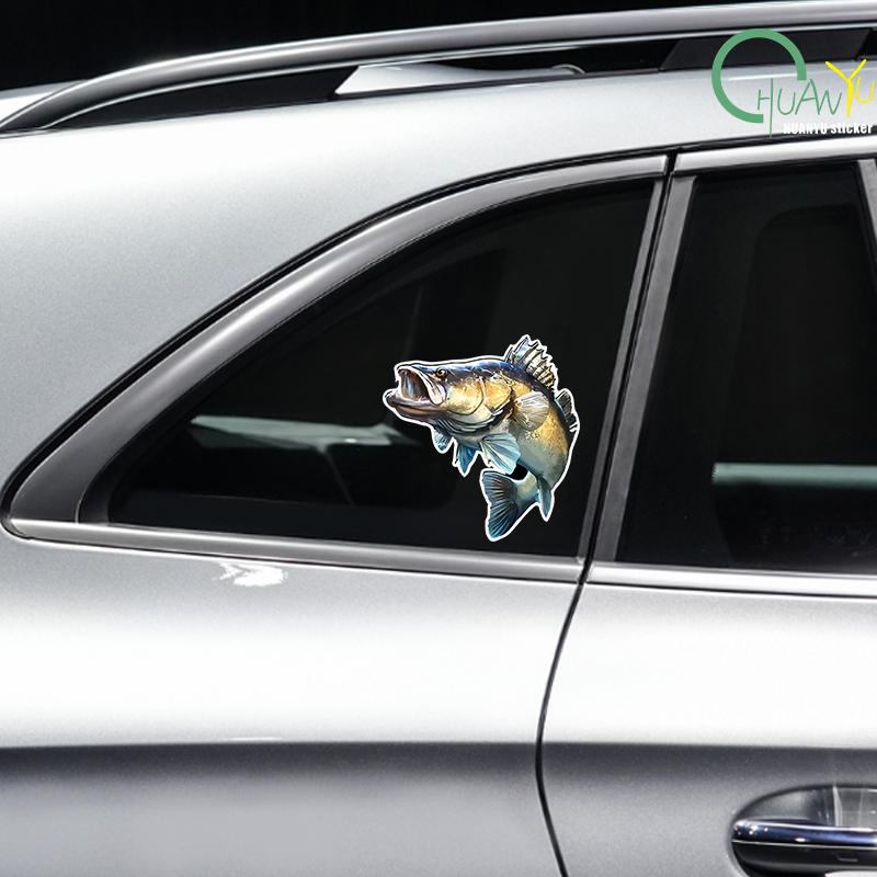 Adesivo in PVC Pesca Pesce Grande Spigola Adesivo per Auto Impermeabile per Paraurti Finestrino Posteriore Laptop