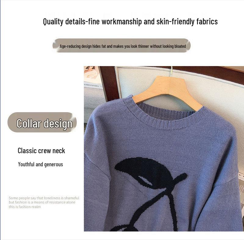 Plus Size Women's Loose Knit Round Neck Pullover Sweater - Fits Bust 150/160 cm, 200-350 Jin