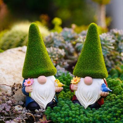 Cartoon Garden Flocking Goblin Resin Ornament Cute Faceless Doll Dwarf Statue Garden Bonsai
