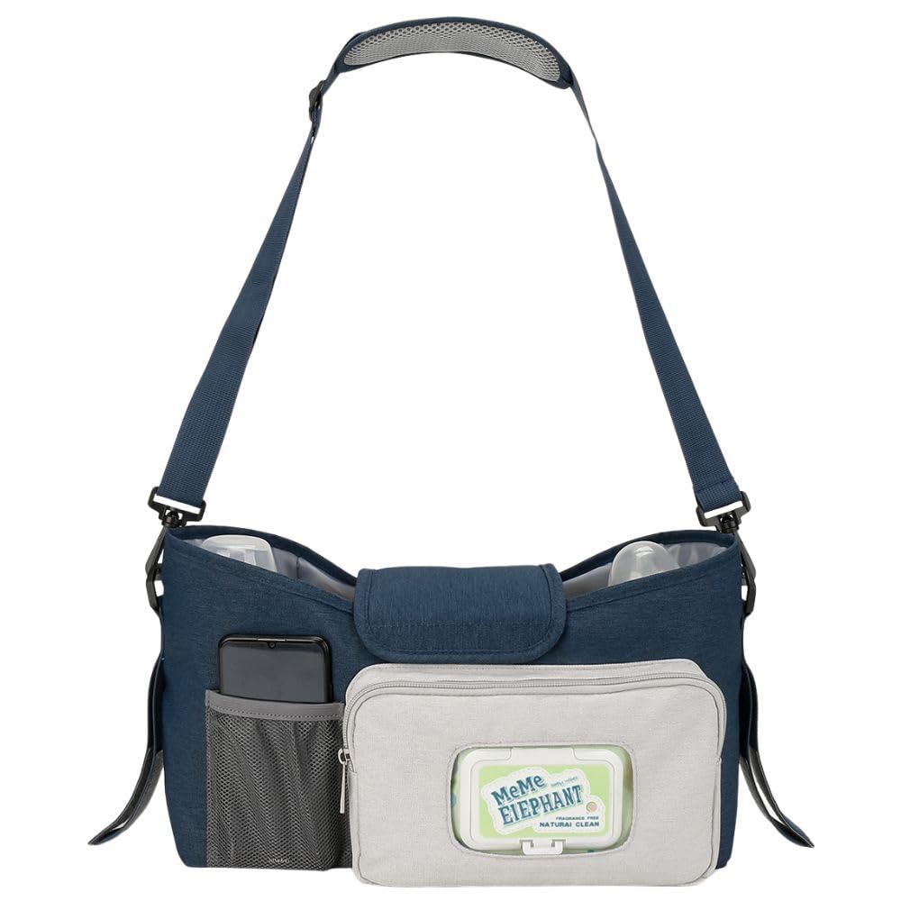 

Stroller Bag with Shoulder Drink and Organizer 2-Way Bag, Holder, Pocket, Under-Bag (Navy)
