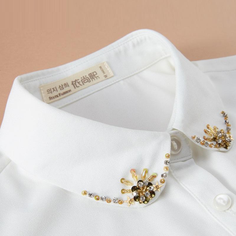 Perfect Match Fashion Beaded Fake Collar Women Detachable Collars Black False Collars Woman Removable Chiffon Half Shirt Tie Nep Kraagie