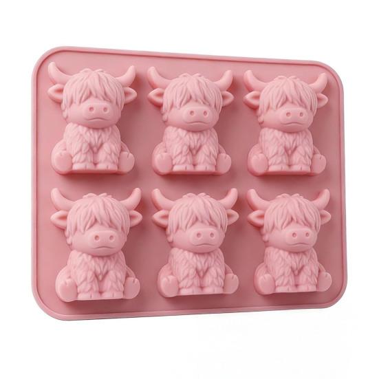 1/2Pcs Ice Cube Mold Mini Highland Cow Food Grade Silicone Reusable Ice Cube Tray Easy To Demold Ice Cube Maker Kitchen Tool