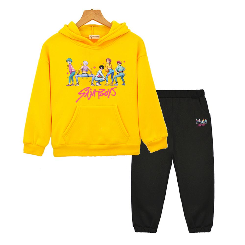 Saja Boys Autumn Boy Girl Hooded Sets Hoodie Fleece Sweatshirt Jacket Kpop Demon Hunters 2pcs Pullover+pant Kids Boutique Clothe