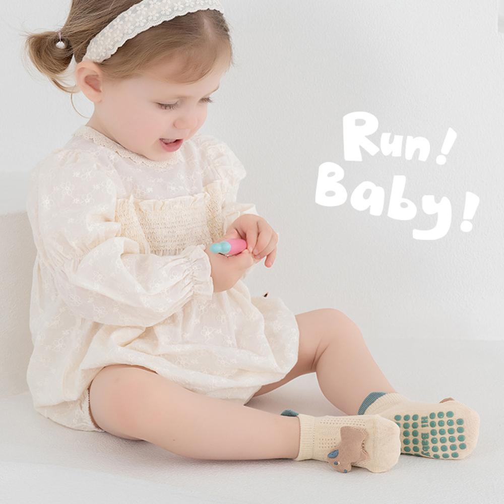 1 Paar Baby rutschfeste Bodensocken, Ultra dünke Netz-Cartoon Knöchelsocken, Nahtlose Flachzehen Anti-Rutsch Silikon-Griffe Kleinkindsocken für 0-3 Jahre
