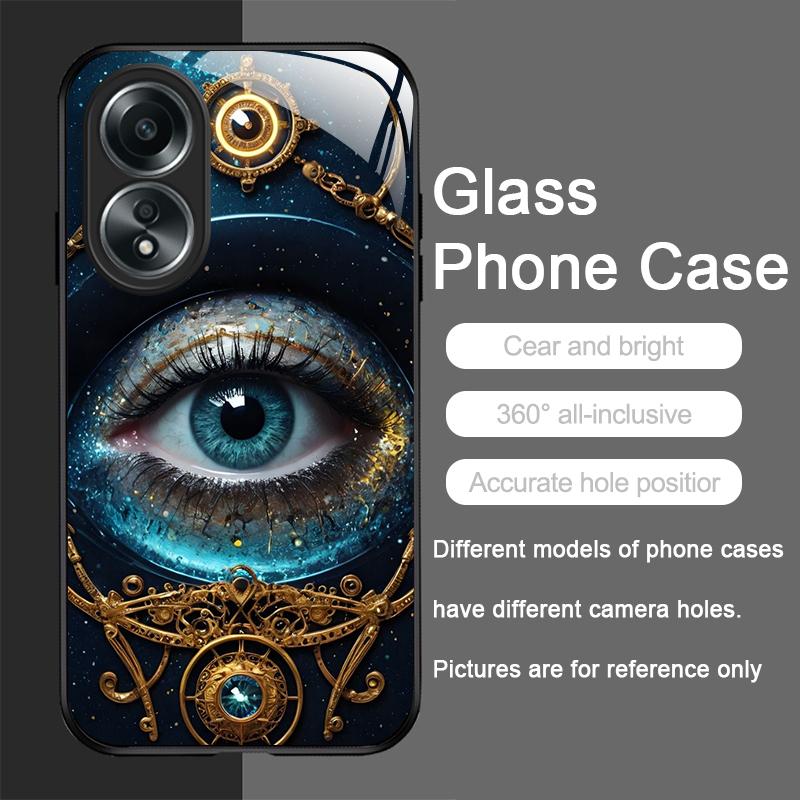 Retro Devil Eye Mysterious Totem Tempered Glass Phone Case for OPPO Realme 13 Pro Plus 12 11 10 9i C55 X7 GT Neo 2 3T Hard Cover