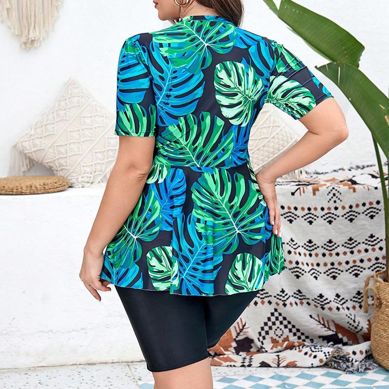 2025 Αμάνικο Τανκίνι 2 Τεμαχίων Με Μοτίβο Μεγάλο Μέγεθος Γυναικείο Μαγιό Φόρεμα με Ψηλή Μέση για Καμπύλες Κυρία Παραλία Μεγάλο Μαγιό