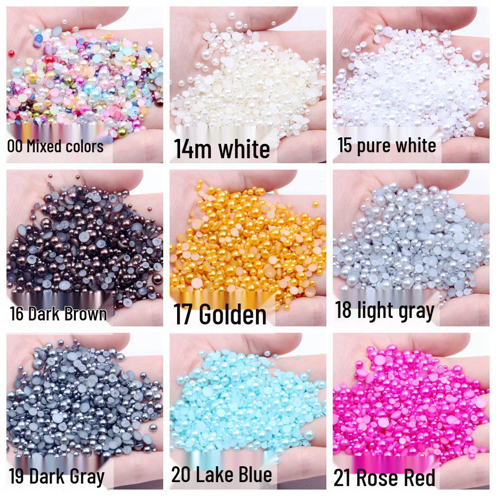 9mm Flat-back Half-round Pearl Beads - 100 Pcs for DIY Phone Case Decoration