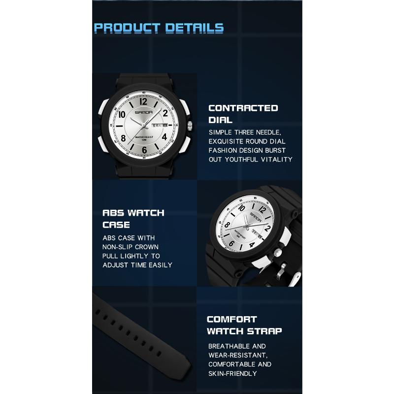 SANDA Nou stil Mișcare de contor electronic Calendar de două zile Tendință în modă, personalitate Ceasuri pentru elevi și bărbați și femei