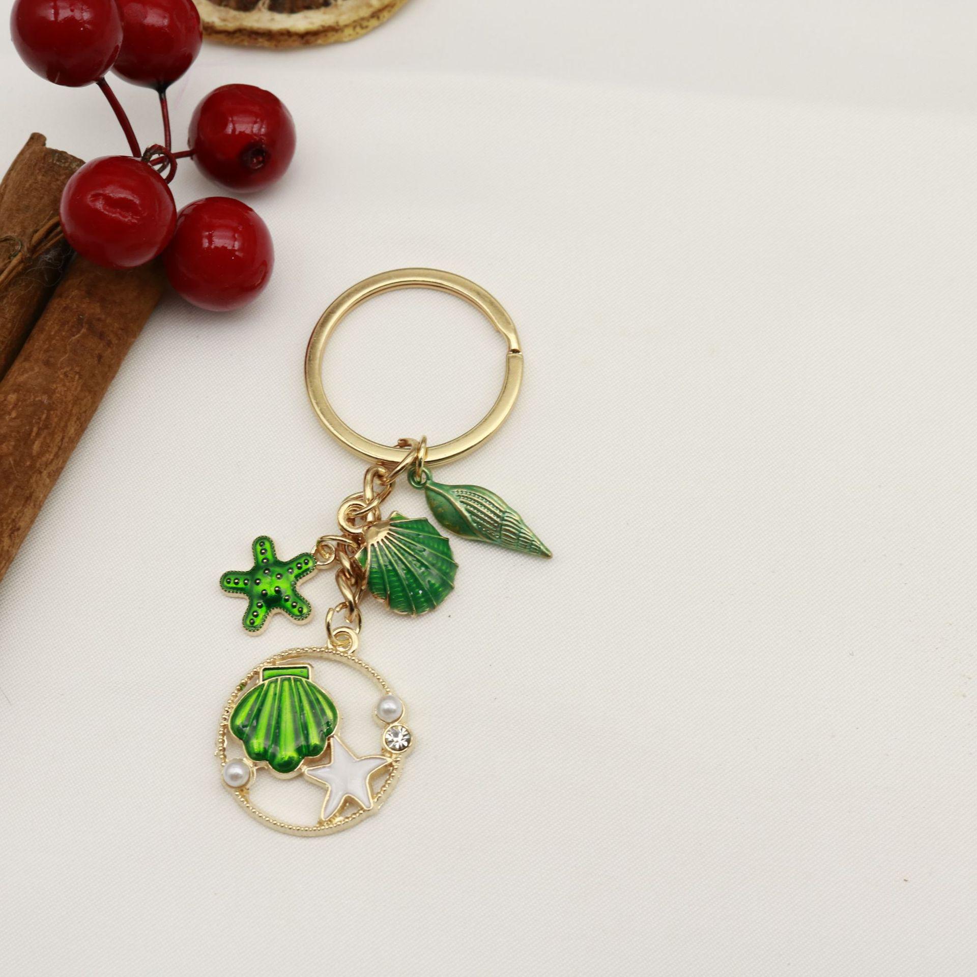 Cross-border Ocean Series Starfish & Mermaid Keychain: Beach Drip Oil Turtle Pendant for Backpack or Car