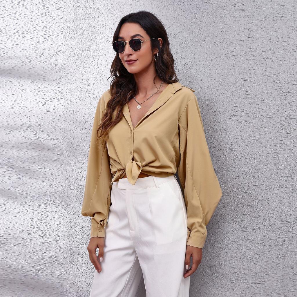 2022 Spring Autumn Casual Long Sleeve Ladies Buttons Tops Loose Chiffon Harajuku ShirtsFashion Women's Lantern Sleeve Blouse