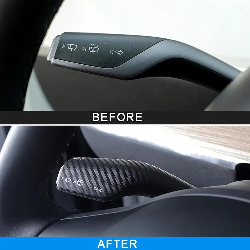 2pcs ABS Carbon Fiber Car Gear Shift Knob Trim Cover for Tesla Model 3/Y
