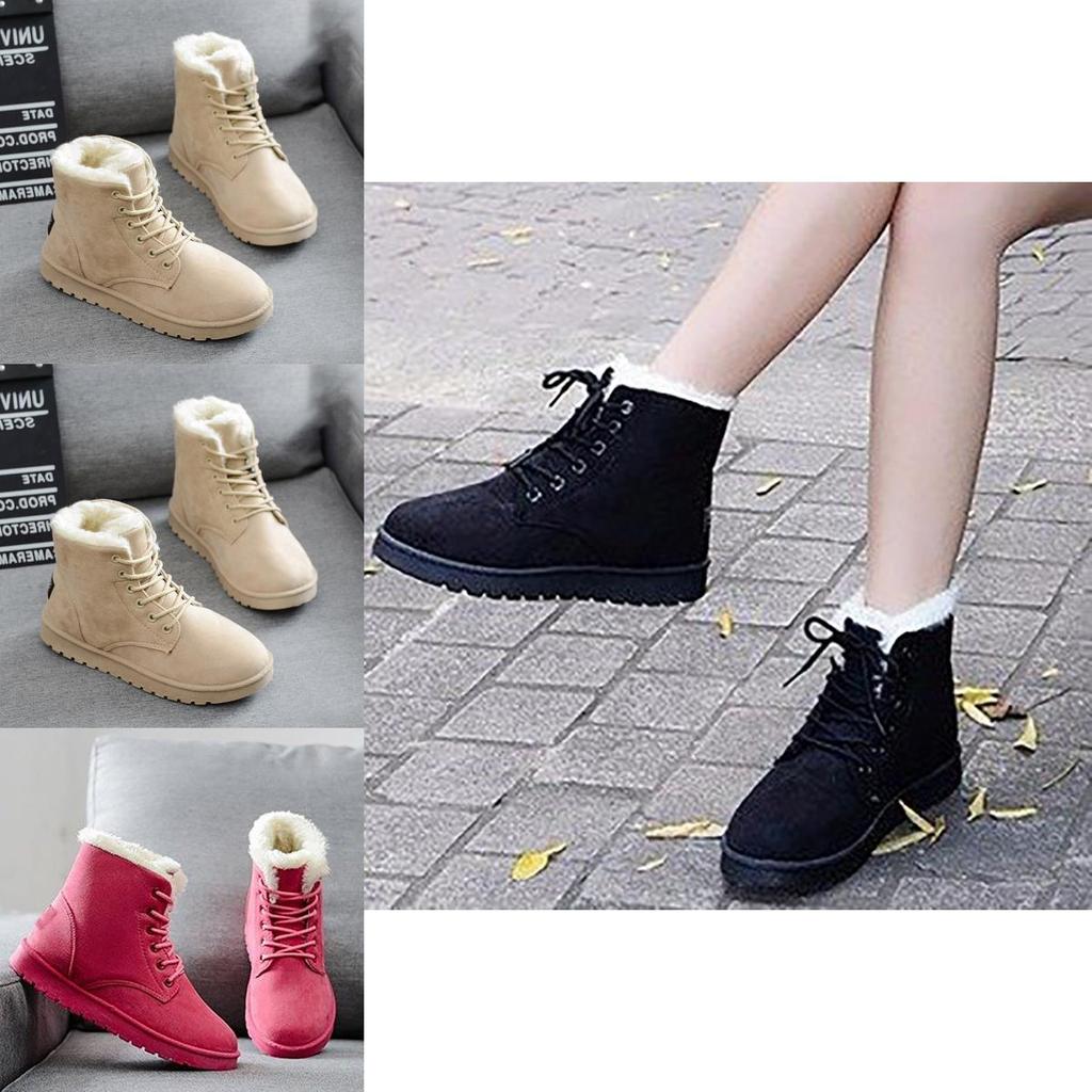 Cozy And Stylish Women's Faux Suede Fur Lined Winter Ankle Snow Boots