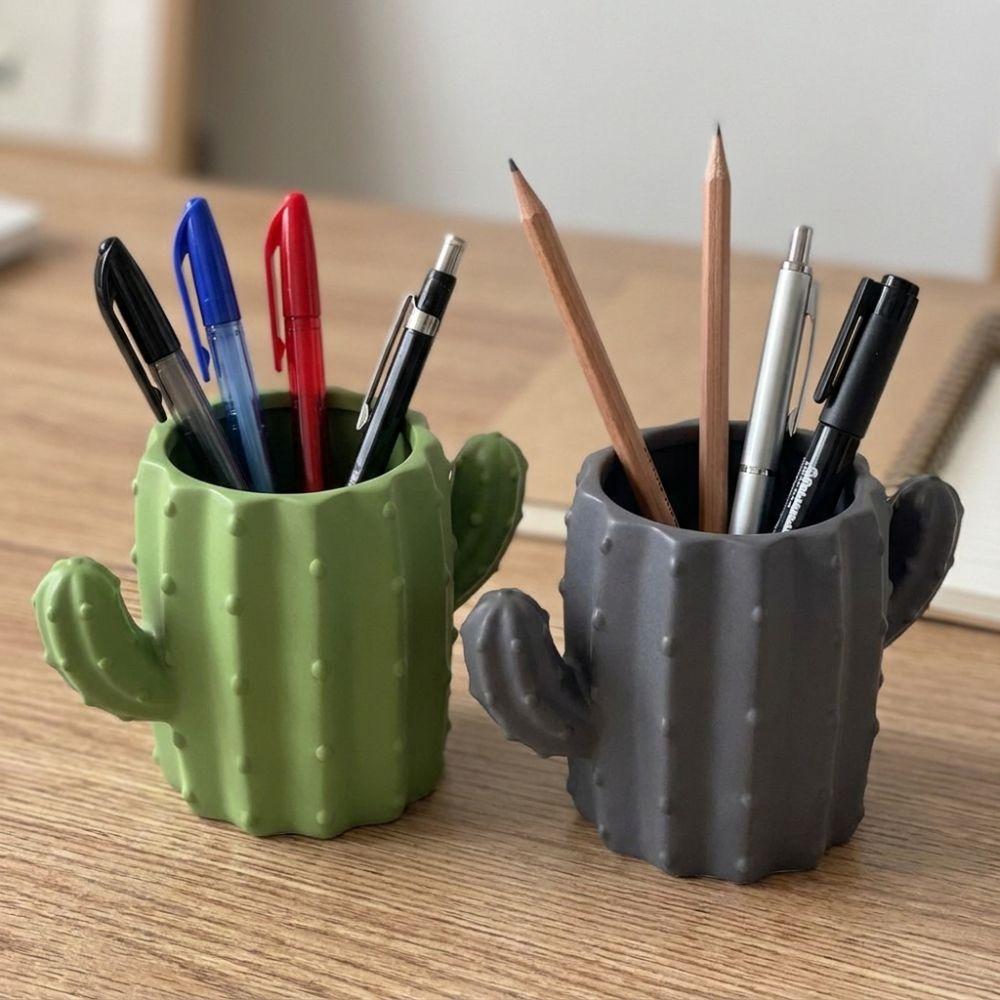 3D Printed Cactus Pen Holder Ins Style Makeup Brush Organizer Desktop Storage Pot  School Decor