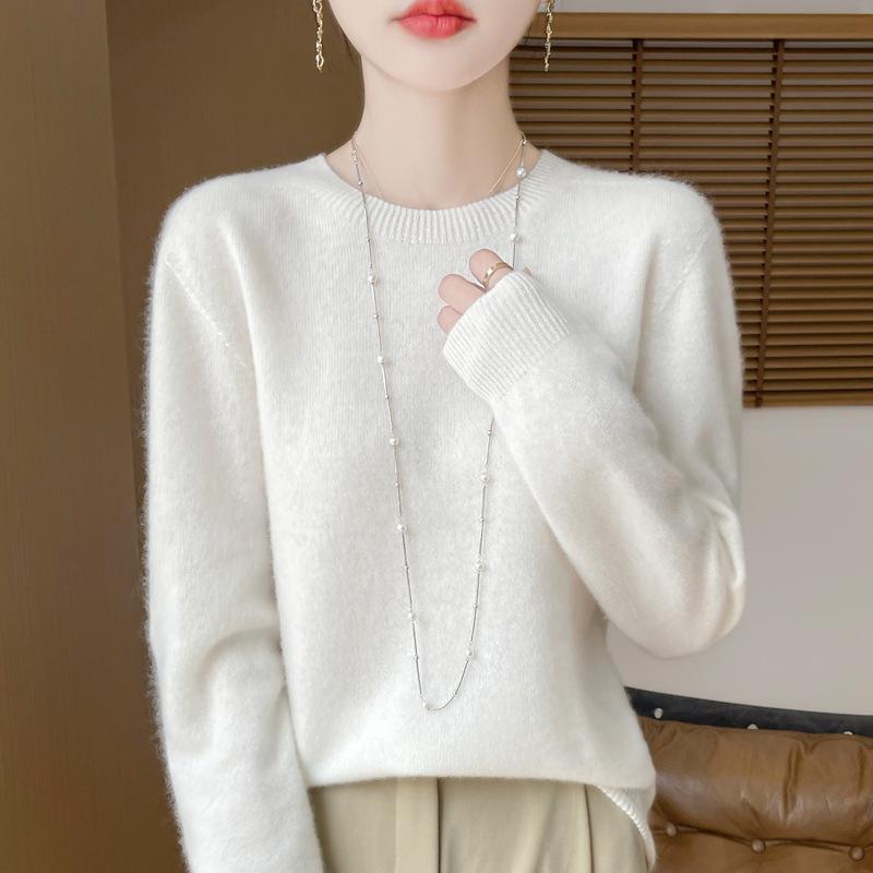Women's Round Neck Sweater Pullover Sweater Autumn and Winter Warm Temperament Top