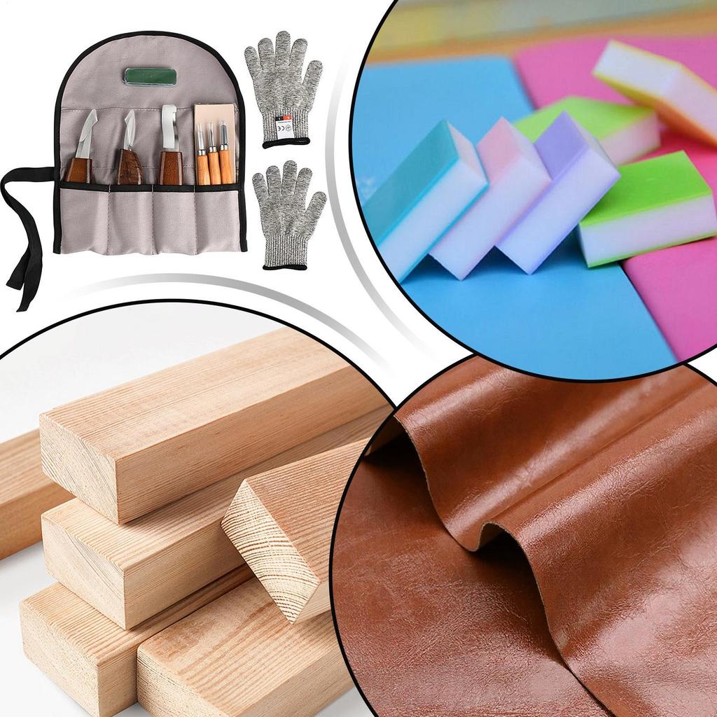 Wood Carving Tool Non Slip Handle Engraving Cutter 10 Pieces Kit Wood Carving Set With Storage Bag For DIY Lovers Beginners