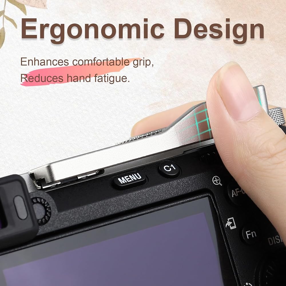 Haoge Metal Thumb-Up Grip for Sony A7CII, a7CR, Camera Accessory Silver Hot Shoe Rest Hand THB-S7CR-S
