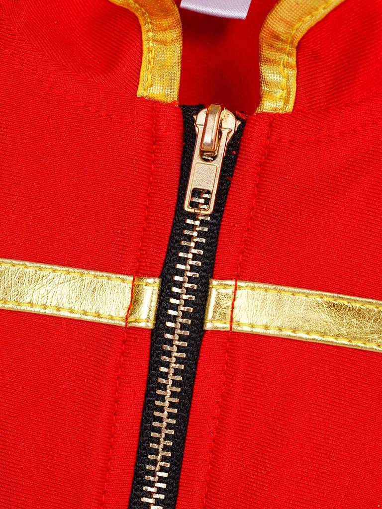 Girls Circus Ringmaster Costume Long Sleeve Front Zip Tassels Shoulder Coat Party Carnival Cosplay Performance Costume