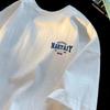 4XL Men Oversized Fashion Loose American Vintage Letter NAET Print Short Sleeve Round Neck Versatile Trend Couple Outfit