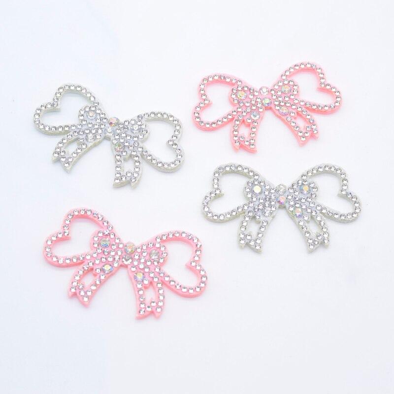 10 stk 56*34 mm polstret rhinestone sløyfe slips applikasjoner DIY Crafts Rhinstone Patches Flatback Scrapbooking Ornament Accessories