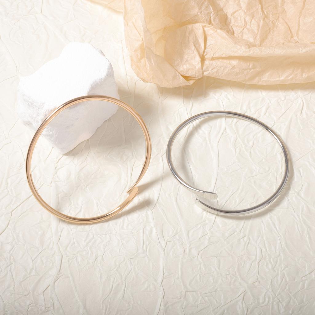 Stylish and Simple Casual Metal Creative Minimalist Design Open Women's Bracelet Versatile Daily Wear