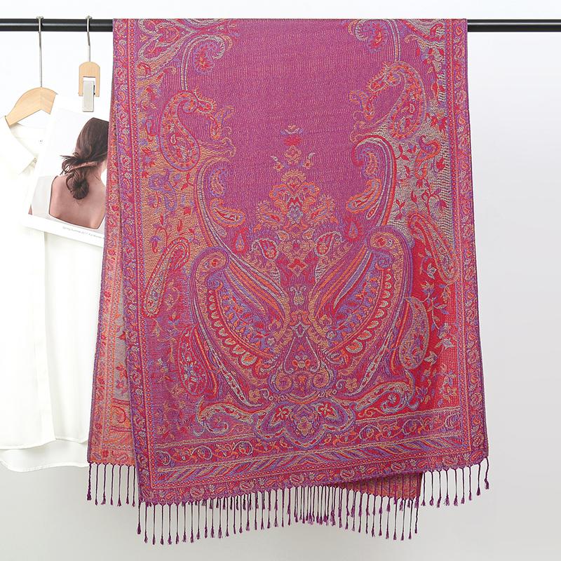 Winter Warm Paisley Scarf Women Jacquard Cashmere Scarves Flowers Pashmina Shawl Female Tassel Blanket Hijab Wraps Shawls