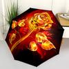 1PC Flame Rose Automatic Folding Umbrella Portable Collapsible 8-Rib Umbrella for All Seasons, Casual Outdoor Accessory, A31