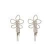 Silver Needle Diamond Flower Long Earrings Light Luxury Fashion Fringed Earrings Personality Advanced Temperament Earrings