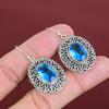 Faceted London Blue Topaz Earring Vintage Earrings Natural Gemstone Jewelry 925 Sterling Silver Earring Handmade Dangle Earring Gift For Her