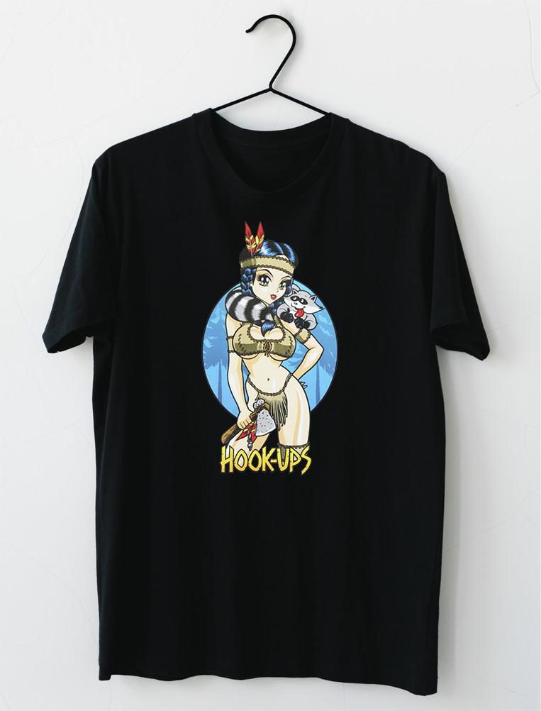 Hookups Skateboard Native American Indian Girl With Raccoon T-shirt S4XL XXXL