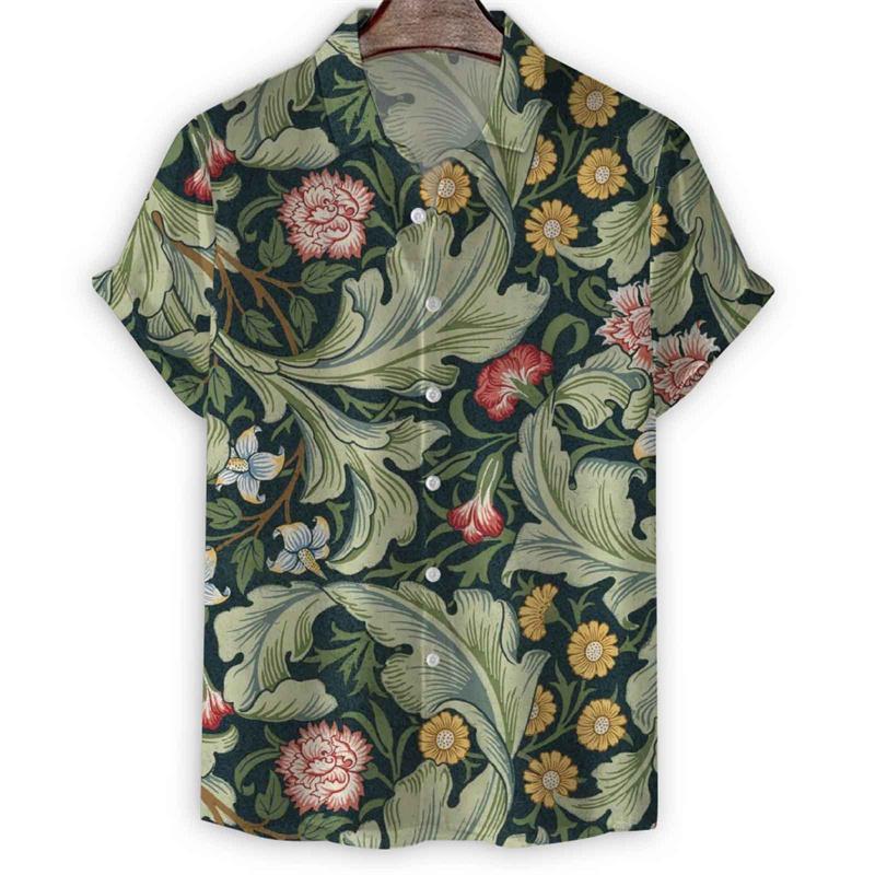 

Восточный дракон птицы гавайская рубашка мужская 3D принт цветок короткий рукав летние рубашки с лацканами кнопки топ уличный свободный блузка XXL