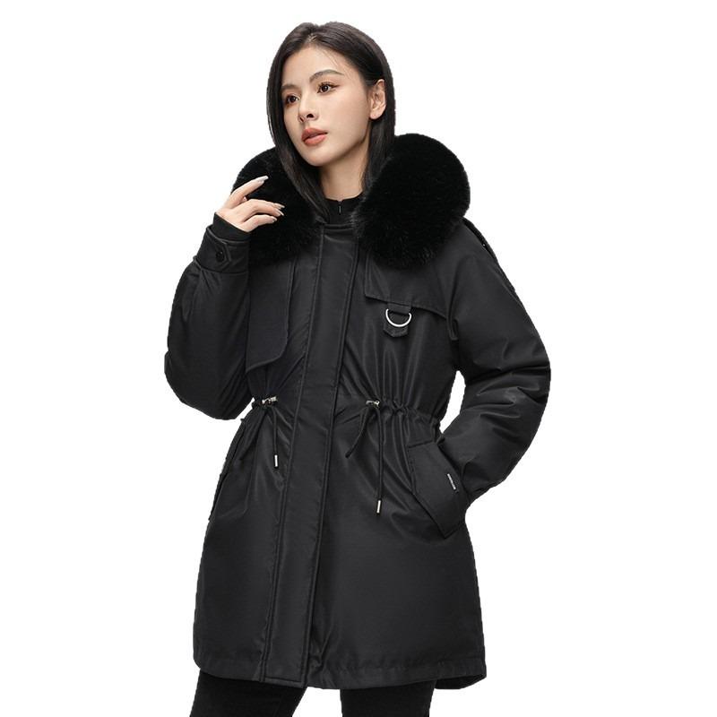 Women's winter new hooded women's versatile fur collar removable one dress three wear women's coat